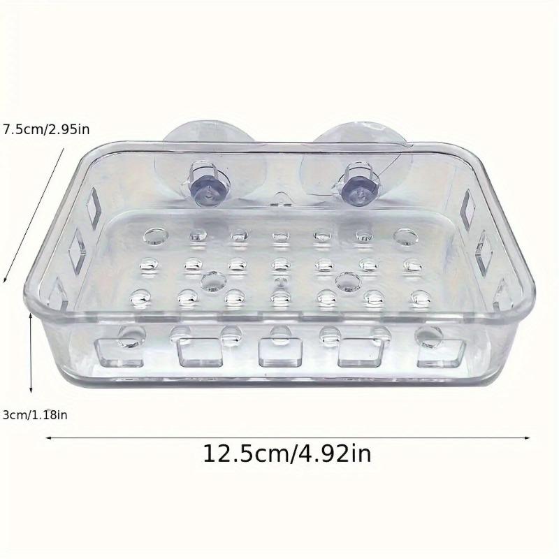 1PC Clear Suction Cup Soap Box - Wall Mounted Durable Plastic Square Storage Box | Suitable for bathrooms and kitchens, firmly fix soap