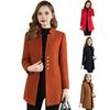 Women Winter Coat Formal Business Style Stand Collar Single-breasted Mid Length Slim Fit OL Commuting Jacket Solid Color Thick Outerwear