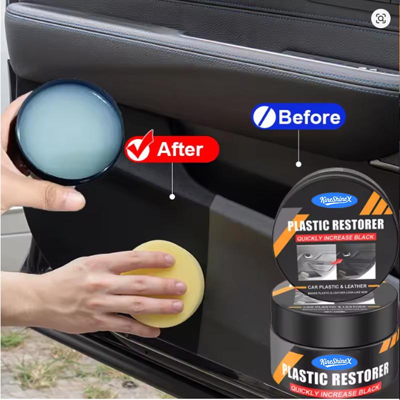 Kunststoffauffrischer Wachs – Schnelle Schwarzfärbung für Auto-PU-Leder, Innenraumverkleidungen & Reifen, Auto-Detailing Reparaturcreme