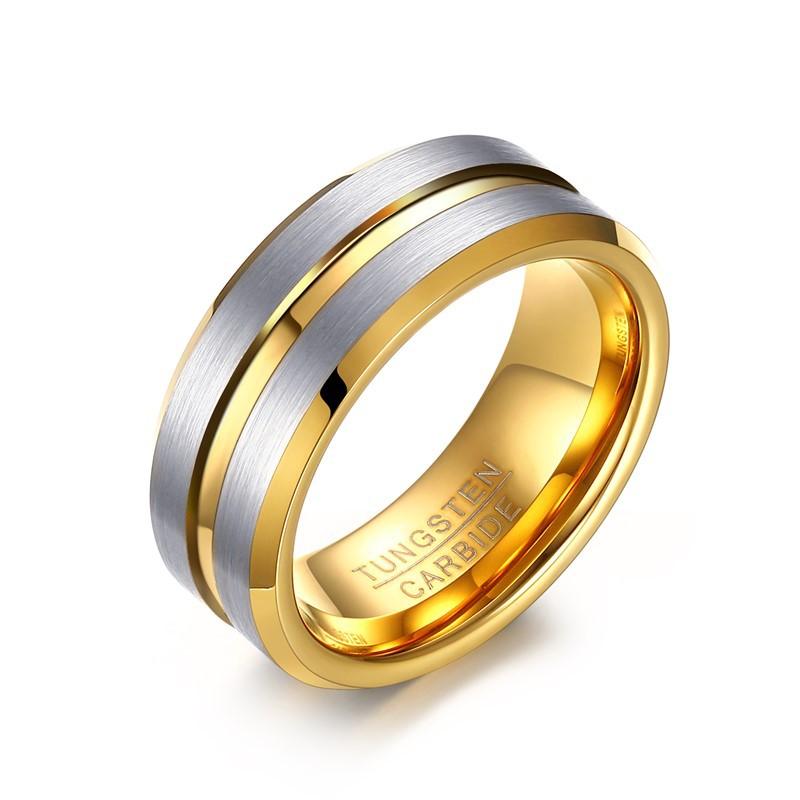 Vinterly Wolframkarbid Herrenringe Kratzfest 8mm Breit Linie Schmuck für Herren Luxus Einzigartig Party Hochzeitsringe