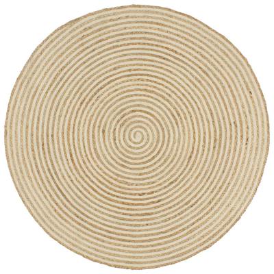 Vidaxl Handmade Jute Rug, Spiral Pattern, White, 150 Cm