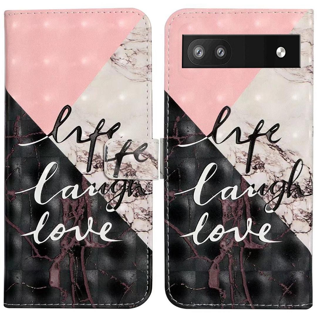 

For Google Pixel 8a Mobile Phone Case 3D Pattern Printing Leather Cover A