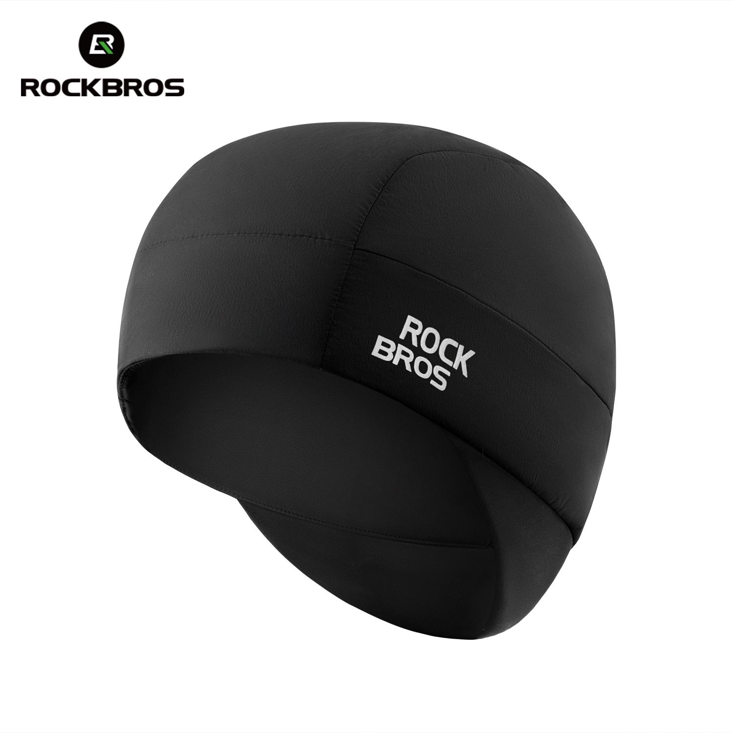 ROCKBROS Теплая велосипедная шапка Двухслойная зимняя термо-велосипедная кепка Ветрозащитная эластичная удлиненная шапка для езды на велосипеде, катания на лыжах, утепления ушей