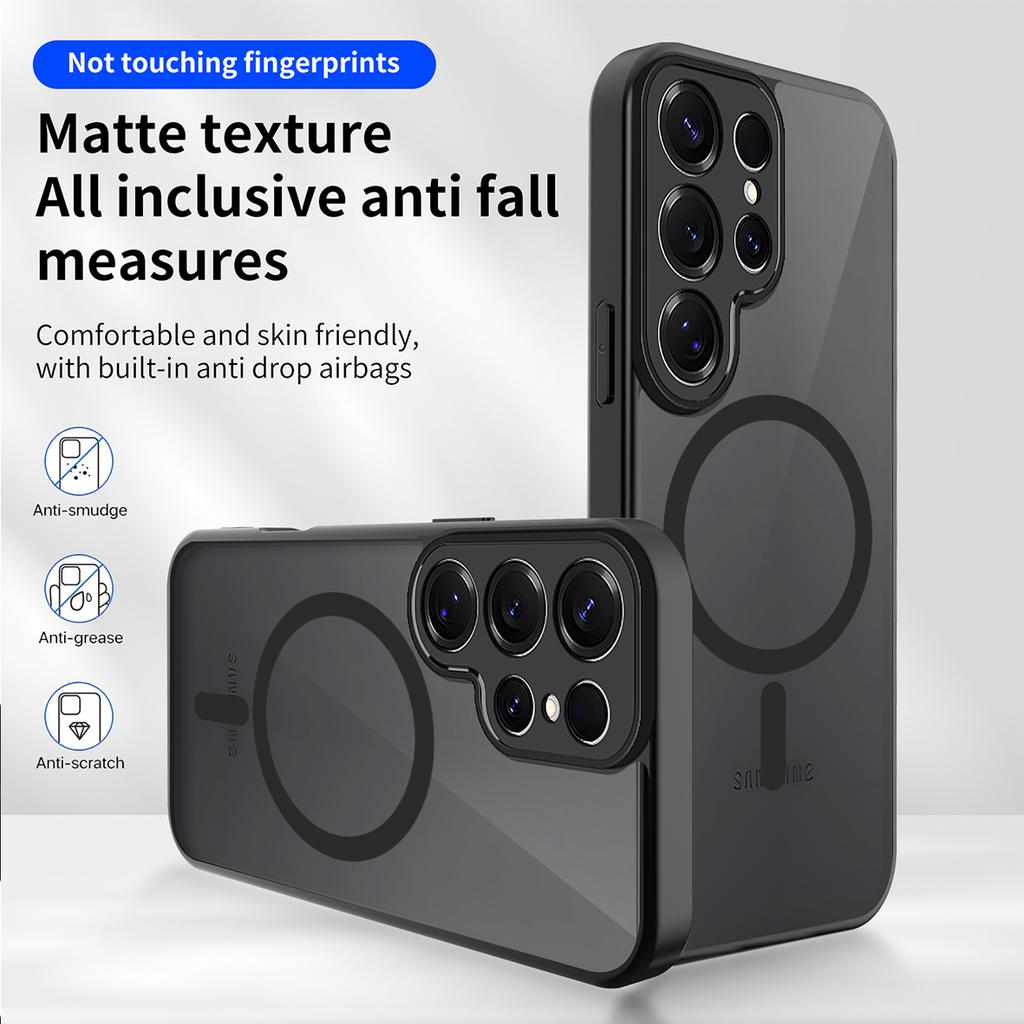 Luxury Magnetic Matte Phone Case for Samsung Galaxy S25 Ultra/S25+/S25 FE/S25 Edge Full Lens Protect Wireless Charge Cover