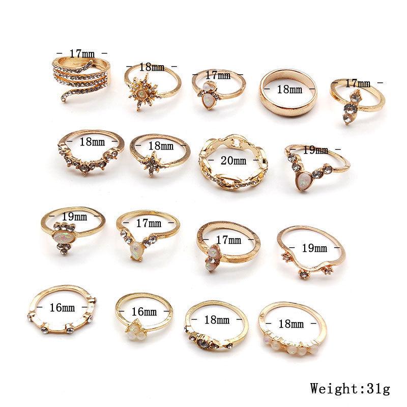 Bohemian Ring 17-Piece Diamond Set Ring Jewelry