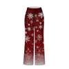 Bequeme Pyjamahose für Damen mit Weihnachtsdruck und weitem Bein und Kordelzug