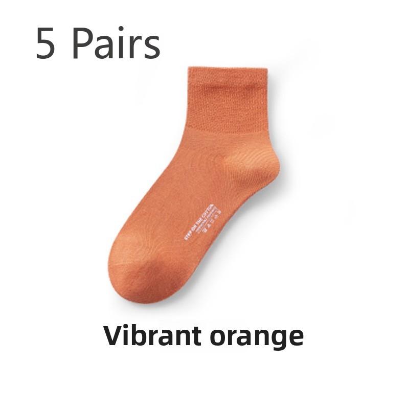 5 Pairs of Women's Summer Thin Cotton Cute Mid Tube Socks