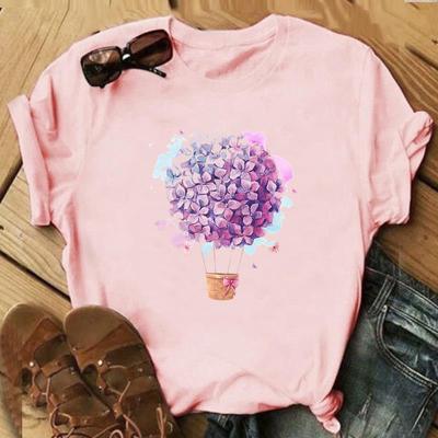 Tee Top Fashion T Shirt Clothing 90s Sweet Flower Style Trend Cute Casual Short Sleeve Women Print Lady Female Graphic T-shirt