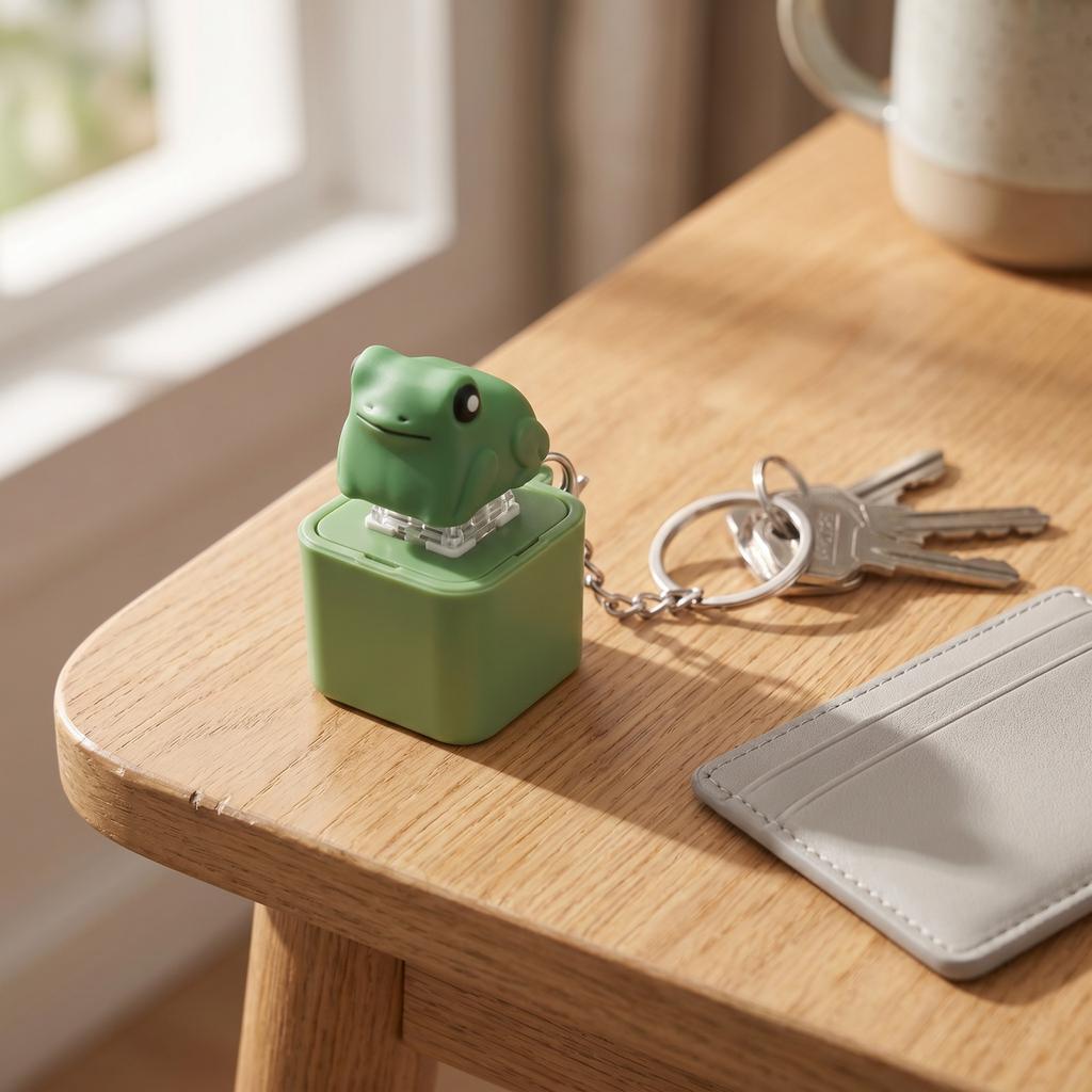 Stress Keychain with Press to Light Up and Sound Effect, Cute Toy Keyring, Button Battery Included
