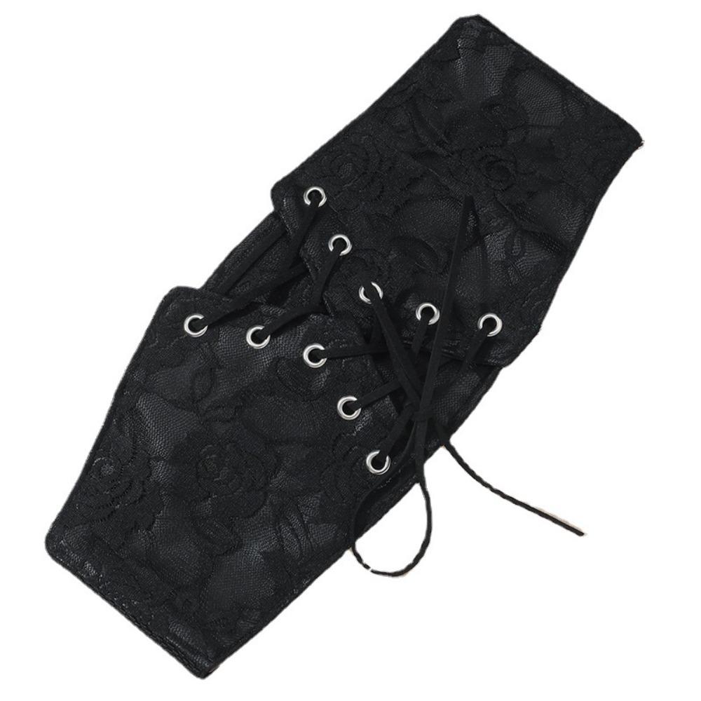 Black Women Waistband PU Leather Waist Belt Luxury Lace Cummerbunds  Daily