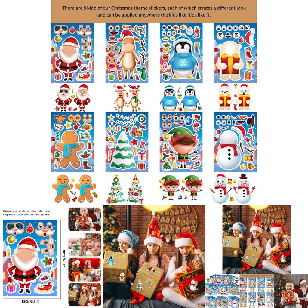Adorable Cartoon Santa Claus Interactive Puzzle Diy Face Stickers For Kids Fun