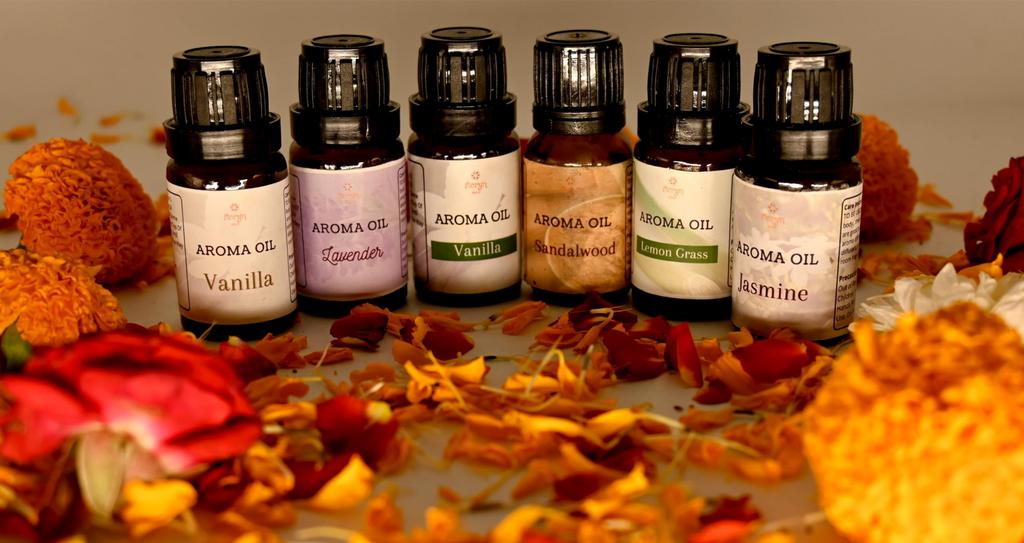 Floryn Decor Aroma Oil For Home Fragrance | Fragrance Aroma Oil (Lavender, Lemongrass, Rose, Jasmine, Sandalwood and Vanilla) - Set of 6 (15 ML Each)