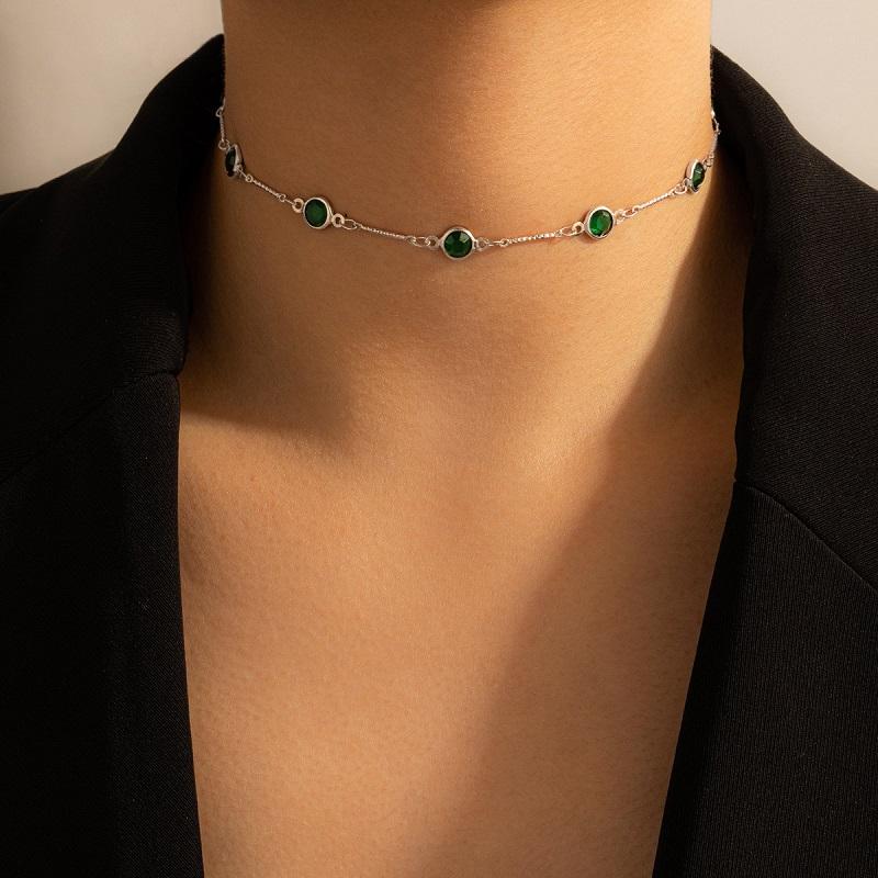 Luxury Colorful Crystal Tassel Necklace for Women Fashion Silver Color Round Bead Clavicle Chain Necklace Aesthetic Jewelry Gift