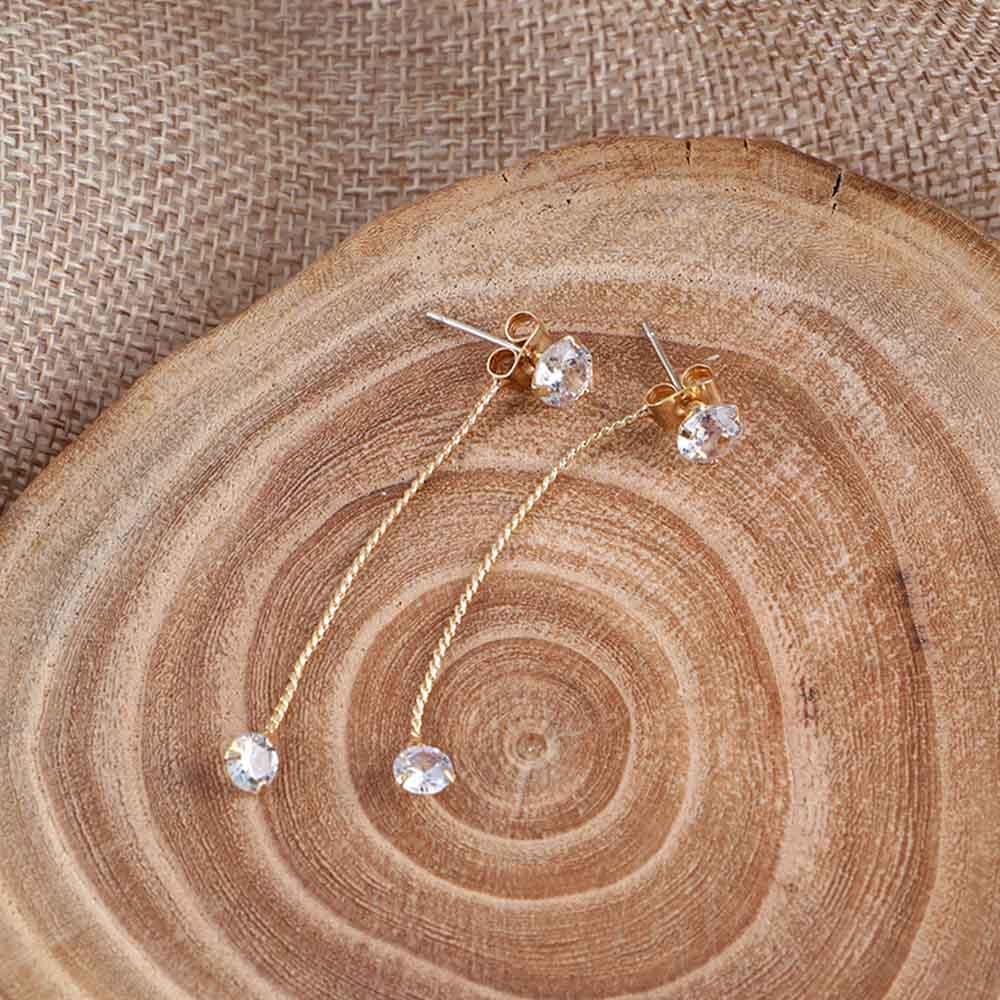 Korean Front And Back Simple Two wear Delicate Zircon Earrings Stud Earrings Jewelry Long Tassel