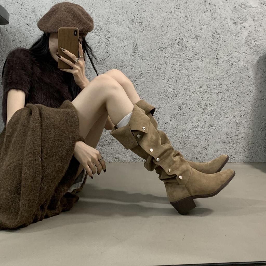 Internet Celebrity Leopard Print Fashion Knee Boots Women 2025 Autumn New Wear Versatile Three Wear Heightening Fashion Boots Shoes