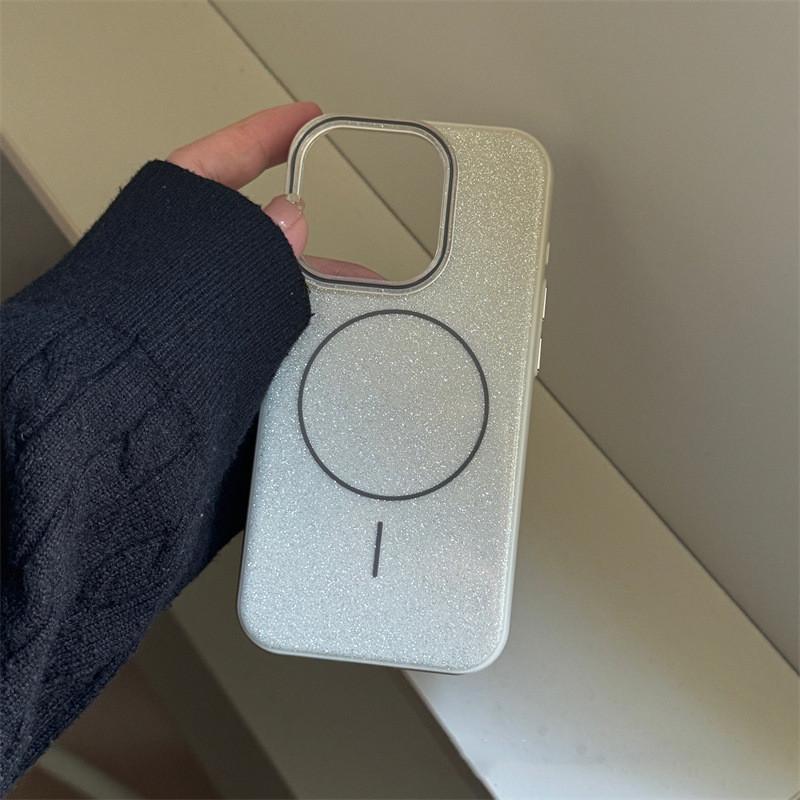 Applicable To Apple 16 ProMax Thin Circle Magnetic Suction Mobile Phone Case Official IMD Flash Powder Iphone15 Drop Protection Case