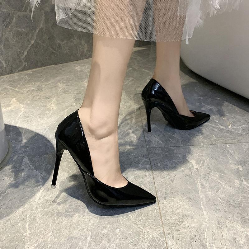 Hot Women super Shoes Pointed Toe Pumps Patent Leather Dresshigh Heels Boat Wedding Zapatos Mujer Red 10cm heel wedding shoes