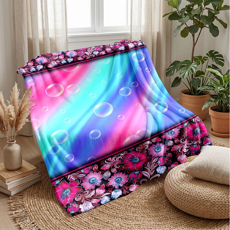 Floral Art with Butterflies Theme blanket Lightweight Warm Flannel Blanket Decorative Throw Blanket for Home Decoration