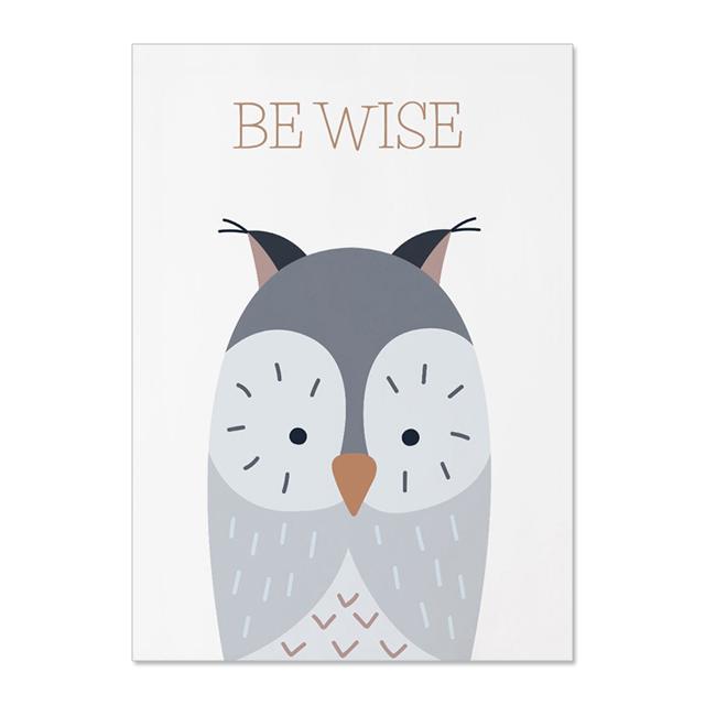 Sika Deer Wearing A Scarf Fox Owl Bear Canvas Nursery Painting Set  Forest  Wall Art Winter Animals Prints Kids Baby Room Decor No Frame