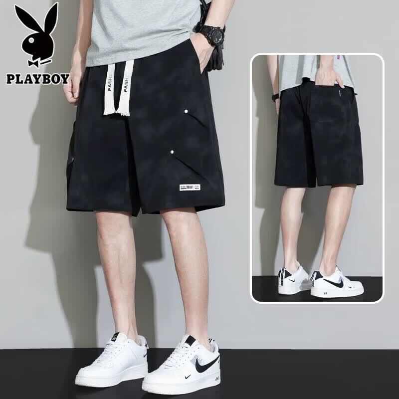 PLAYBOY Men s Ice Silk Casual Loose Shorts 4XL