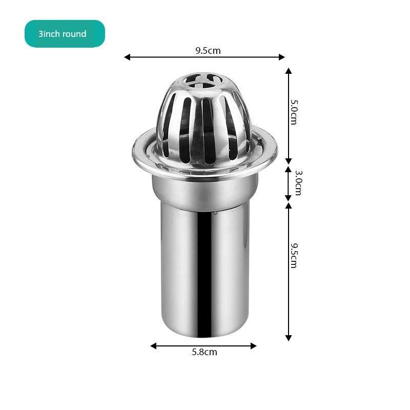Stainless Steel Thickened Floor Drain with Plug-In Type, Elevated Rooftop Drain, Round Drain Cover, Anti-Clogging Drainage Floor Drain