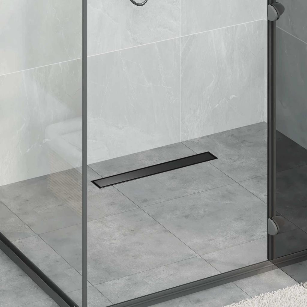 2 in 1 Shower Drain Black 50 cm Stainless Steel 304