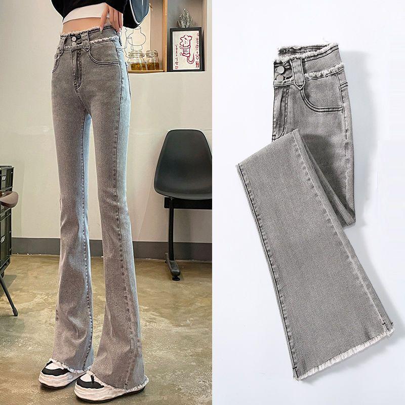 Women's High-Waisted Slim Fit Flared Denim Pants for Spring and Autumn