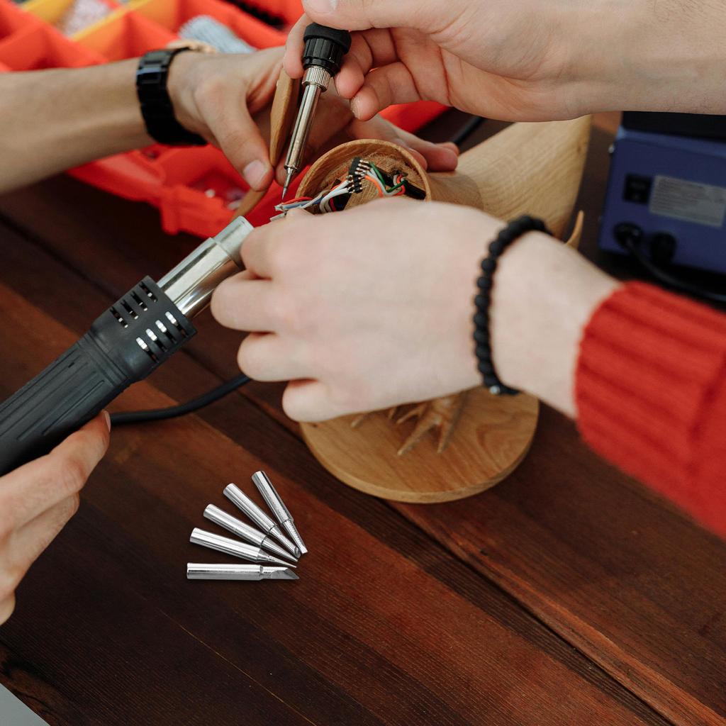 5Pcs Soldering Iron Tips Set High Thermal Conductivity Welding Tips Replacement for Electronics Repair Welding Accessories