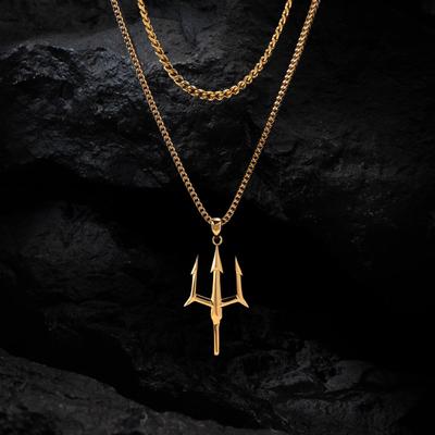 Collana del Tridente di Nettuno: Pendente Hip-Hop Audace da Uomo Europeo-Americano