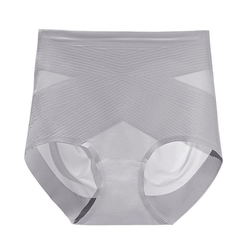 

Plus Size Ladies Summer Thin Ice Silk Belly Lift Hip Breathable Antibacterial No Trace High Waist Briefs XXL синій