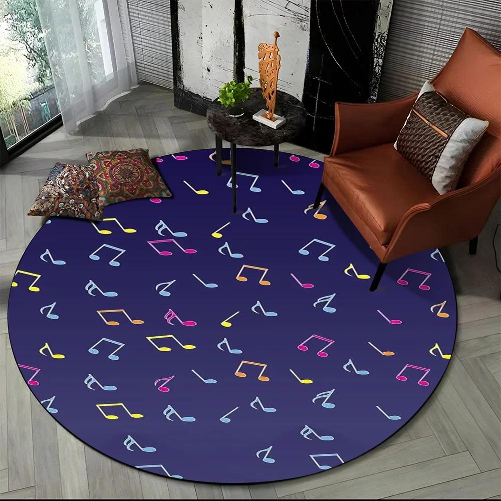 3D Musical Note Piano Art Round Carpet Rug for Living Room Bedroom Child Playroom Chair Decor,Pet Area Rug Non-slip Floor Mat