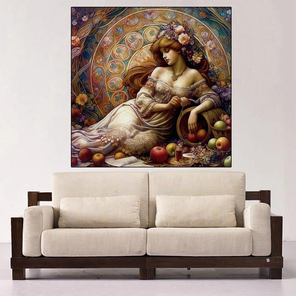 5D DIY Diamantový obraz Evropa Žena Plný Čtverec Kulaté Diamantové vyšívání Sada Mozaika Zvířata Umění Domácí dekorace Dárek