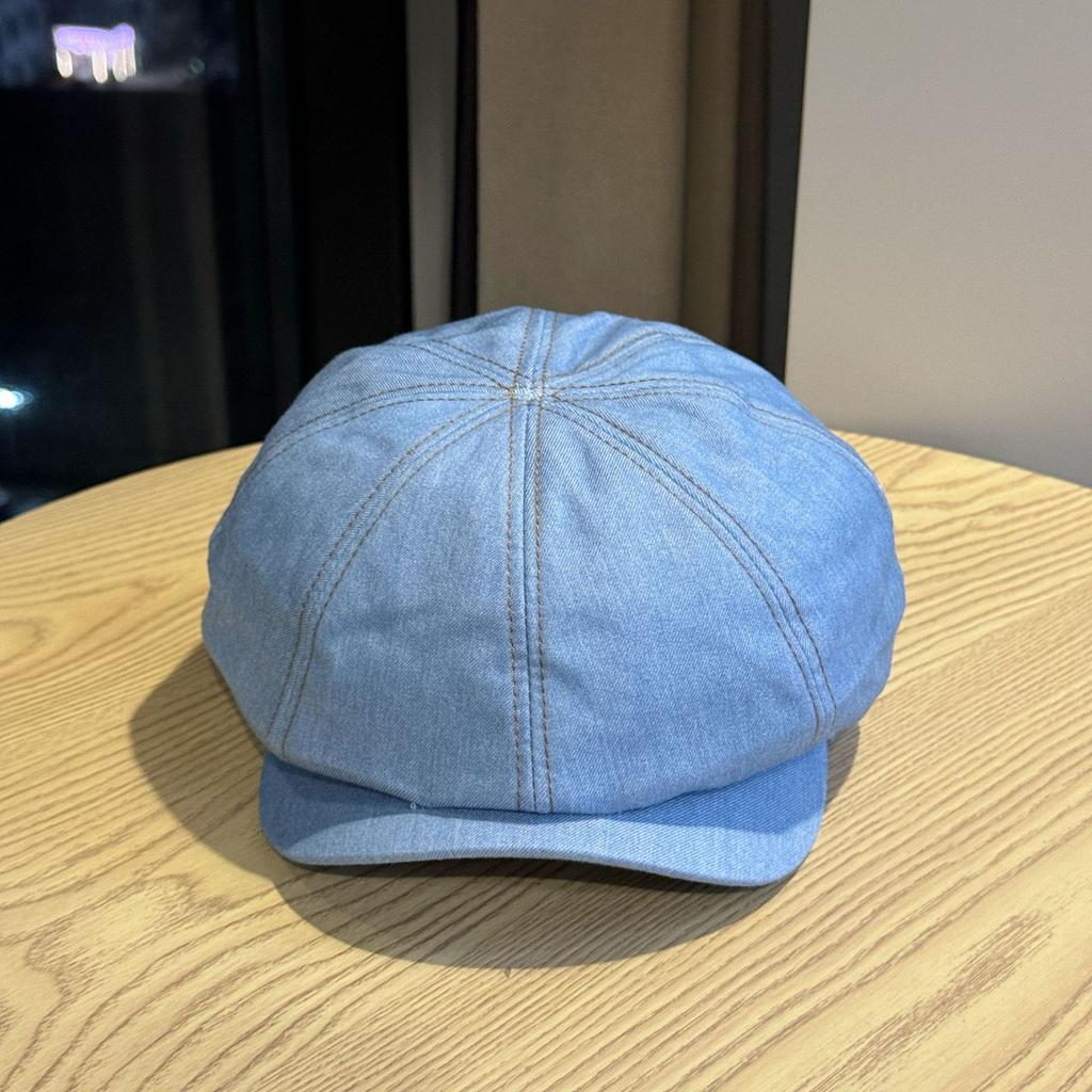 New Korean-style Dongdaemun simple casual denim newsboy cap for women, versatile for spring and autumn, retro and face-slimming