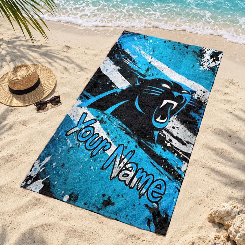 Carolina Panthers Custom Name Beach Towels Also Serve As Bath Towels Summer Essential a Musthave for the Outdoors the Beach and the Pool