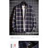 Men Fashion Plaid Long Sleeve Loose Casual Stand Collar Shirt