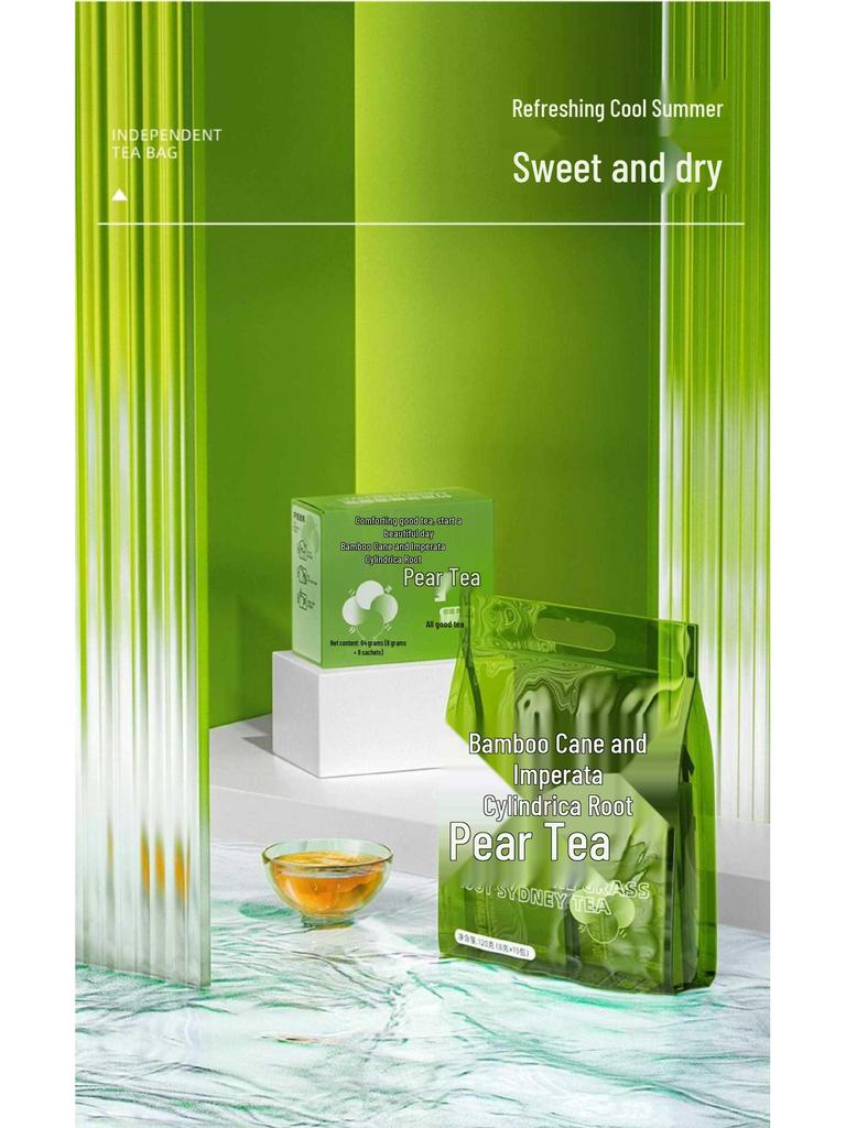 Bamboo Cane & Imperata Pear Tea: Children's Cooling Tea with Sugarcane Sweet Water & Water Chestnut - Fruit Flower Health Drink.