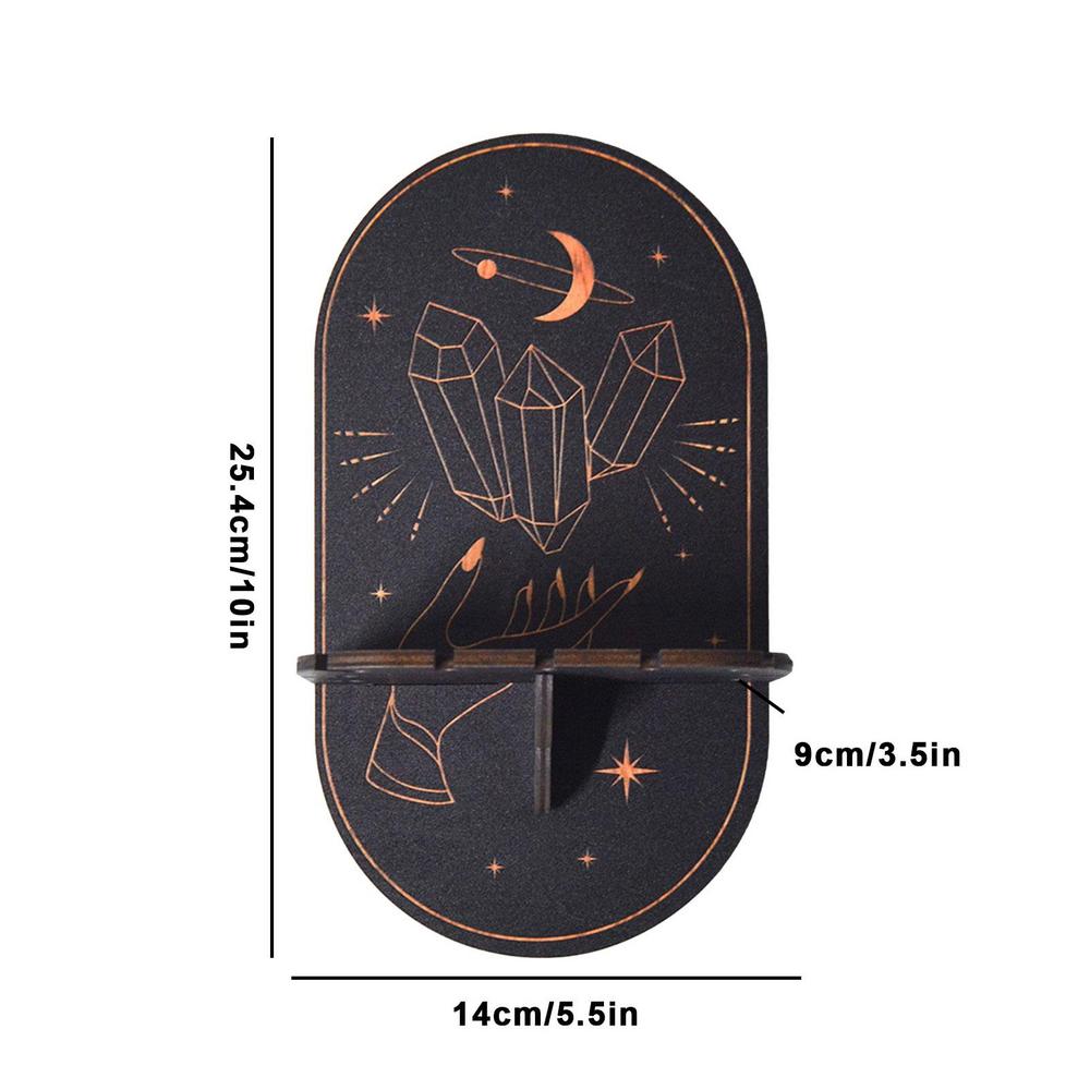 Black Crystal Display Stand Bohemian Hand Stand Witch Wooden Hanging Decorative Stand And Crystal Stone Shelving Wall Shelves