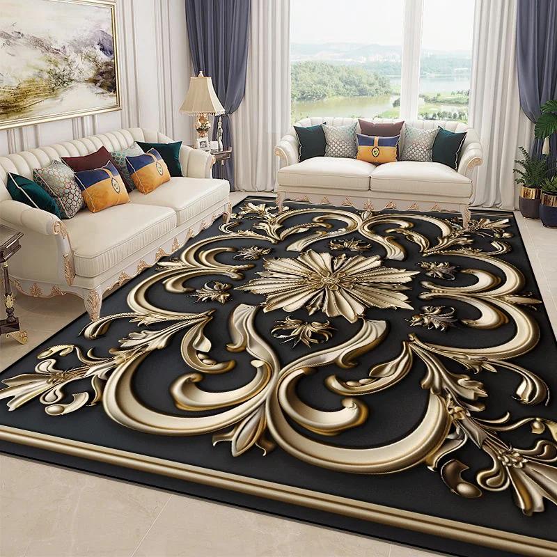 3D Nádherný květinový koberec pro obývací pokoj Luxusní bytová ložnice Dekorace Velkoplošné měkké koberce Protiskluzové rohožky do šatny Pratelné