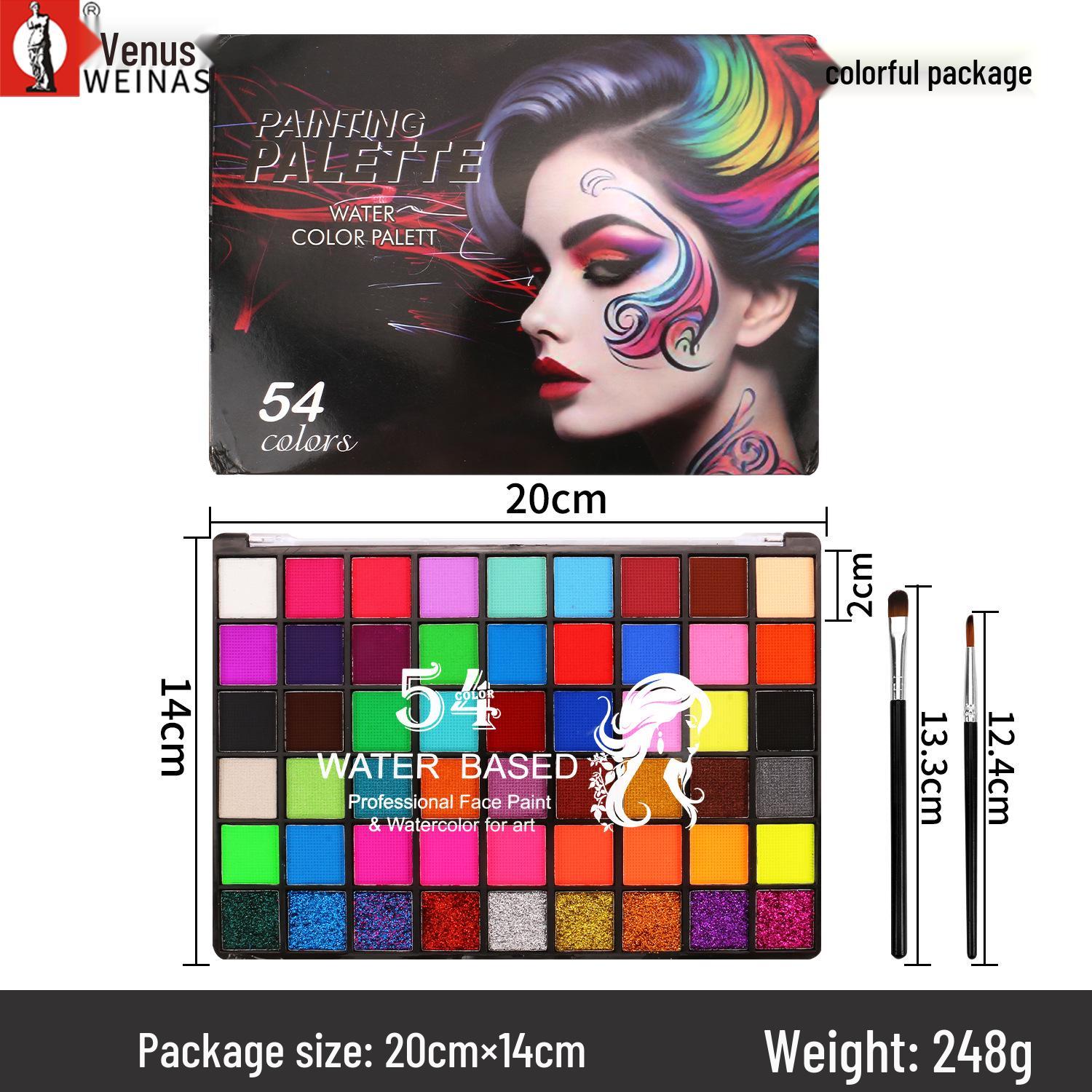 54-Color Water-Soluble Face Paint Set for