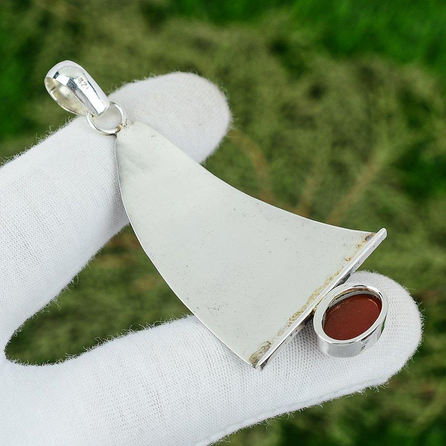 Natürlicher Karneol Edelstein Anhänger Handgefertigt 925 Sterling Silber Indischer Schmuck