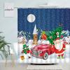 Christmas Shower Curtains Funny Santa Clause Elk Red Truck Moon Winter Landscape New Year Fabric Bathroom Decor Bath Curtain Set