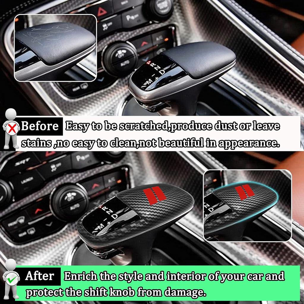 Gear Shift Knob Head Cover Trim For Dodge Charger Accessories 2015- Challenger 2015- 2024 Durango 2016-2026 Interior Shell Ert Decoration Protector