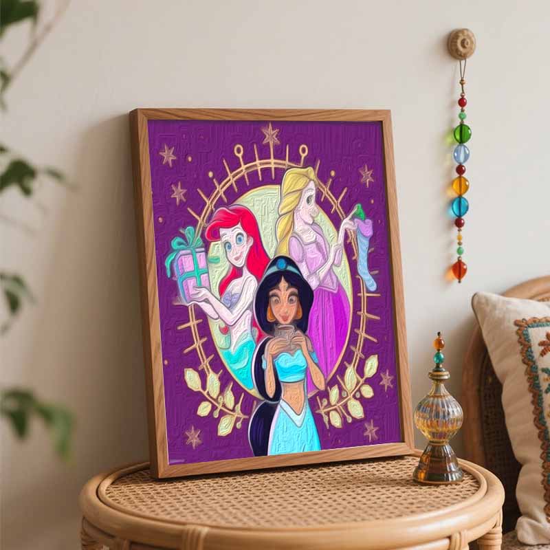 Disney Princess Holiday Oil Paint Hand Painting Kit Decoration Classic Style Home Decor Gifts For Living Room Wall Art DIY Craft 128