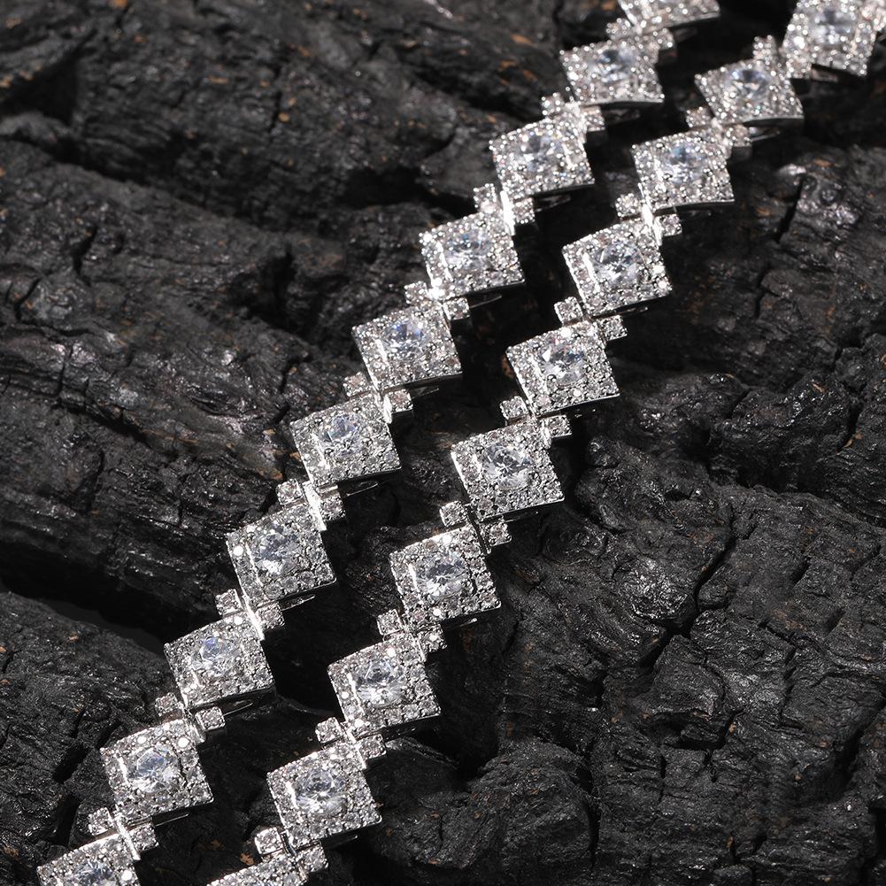 Collier Hip Hop en diamant européen et américain pour hommes, personnalité rétro carré en Zircon, chaîne de pull, bijoux