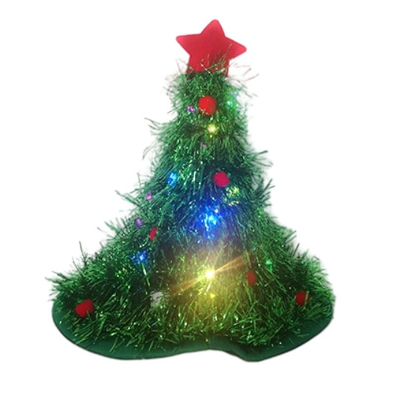 

Luminous Christmas Tree Hat With Star For Christmas Party Fancy Dress Props For Kids Adult Xmas Green Hat 32x40cm білий