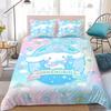C-Cinnamoroll Süßes Bettbezug-Set Heimstil Bettwäsche Weiche Baumwolle Bett 3-teiliges Set Studentenwohnheim Geschenk