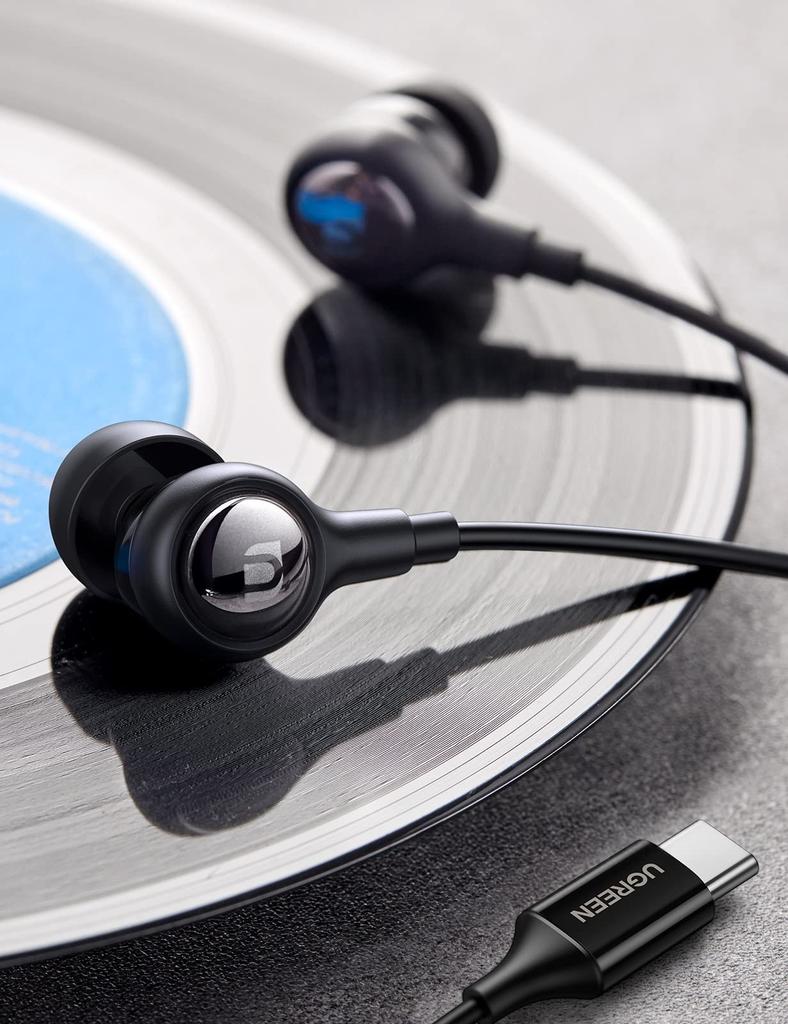 UGREEN Type C Earphones, USB-C Wired Earphones, HiFi with Mic, Call Support, Volume Control, Sound Leak Prevention, Environmental Noise Cancellation,