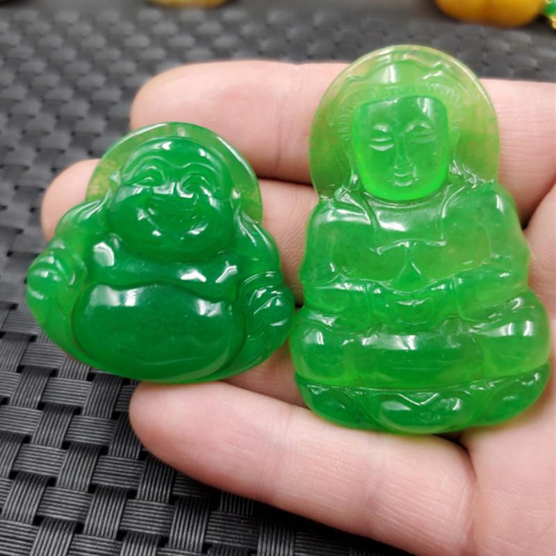 Taiwan Green Quartzite Jade Guanyin Buddha Pendant Talisman Buddha approx. 40*38mm