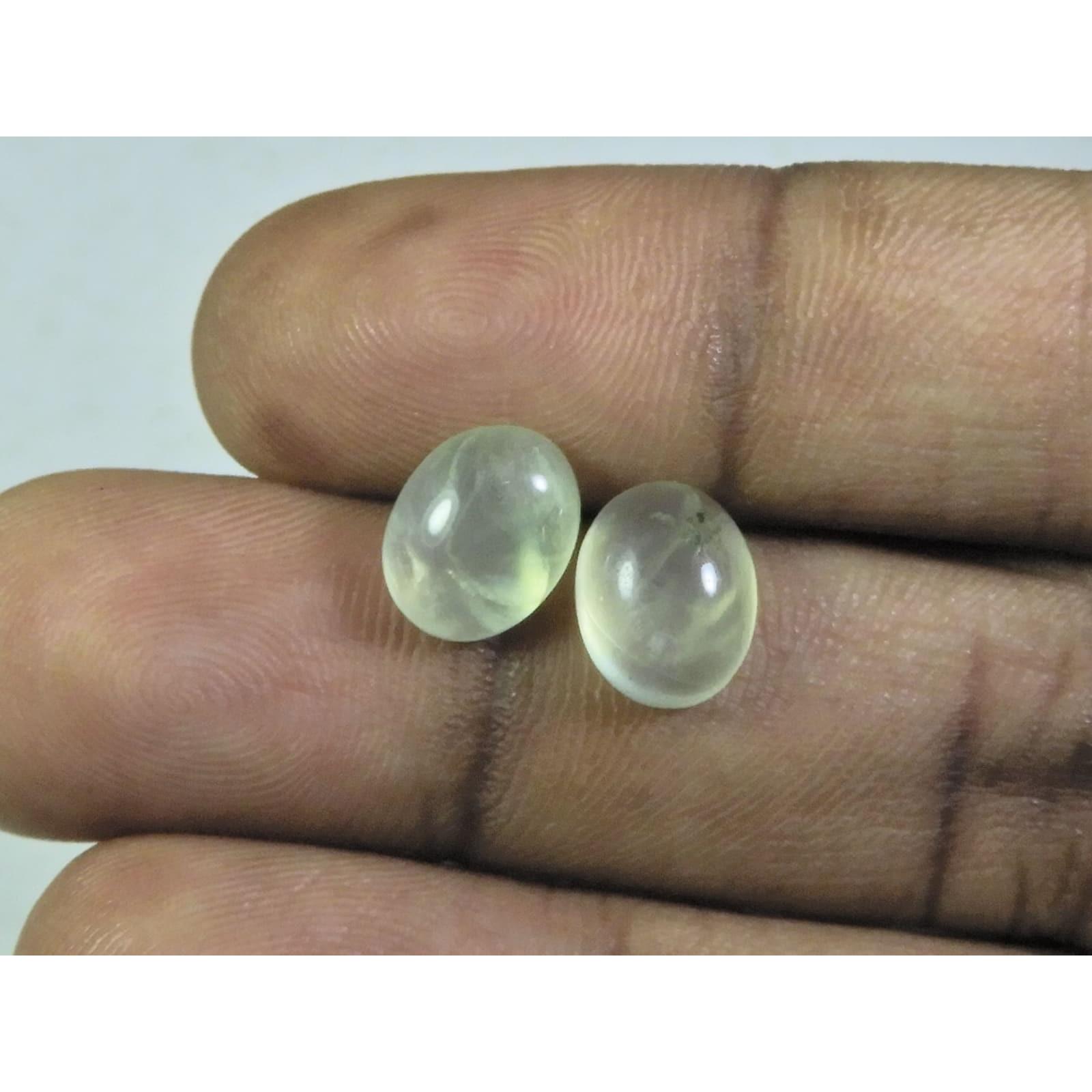 

7X9 ММ Натуральный Пренит Овальный Кабошон Свободный Драгоценный Камень 2 Шт. Лот A-277