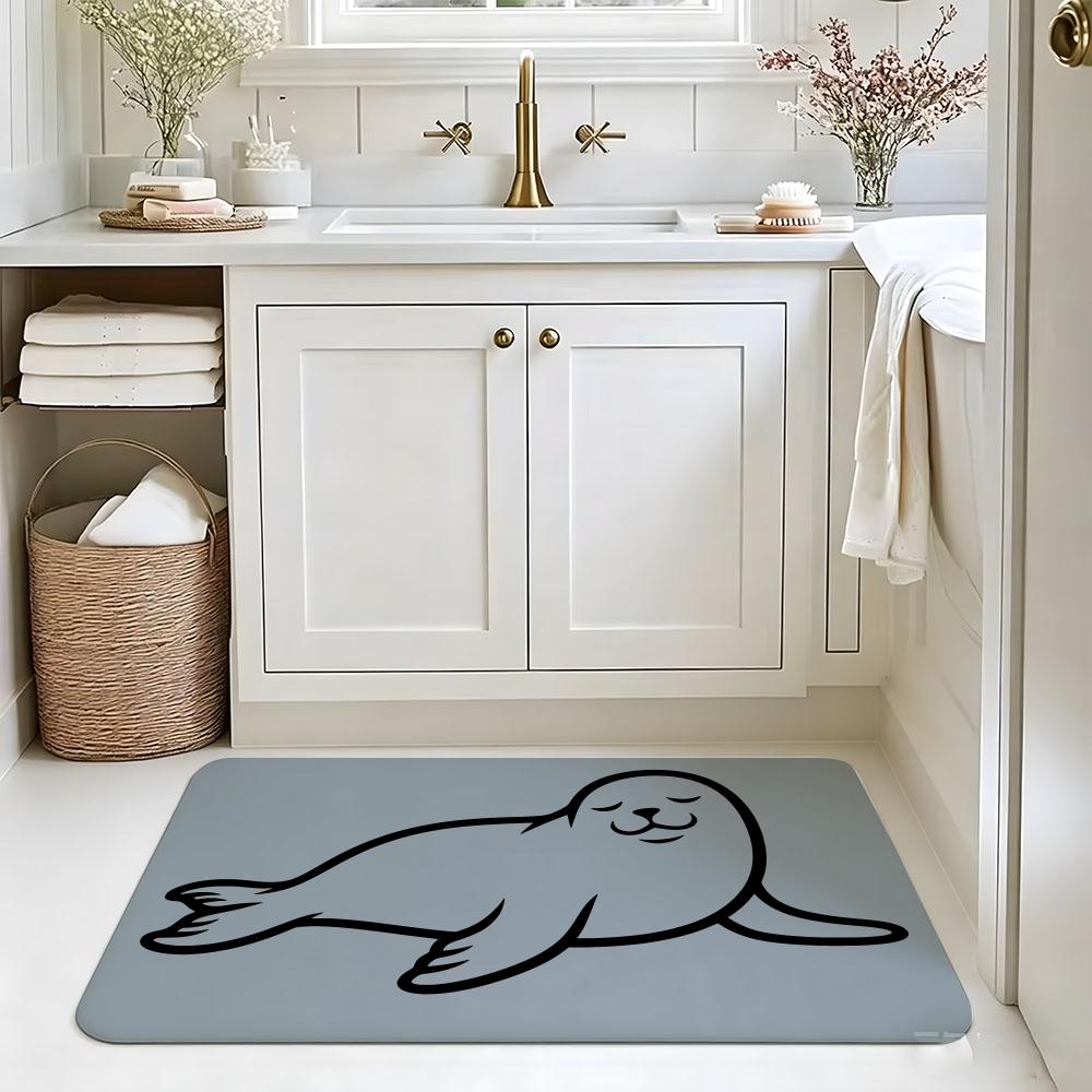 Cute Round Face Seal Floor Mat carpet diatom mud bathroom quick-drying absorbent floor mat household bathroom